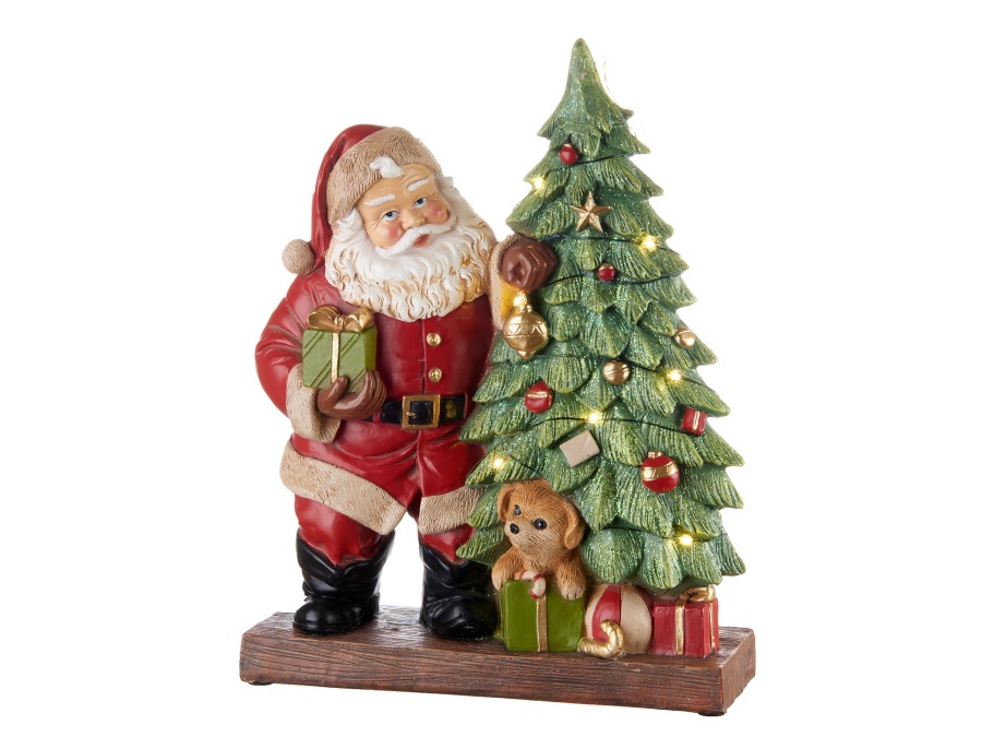 L'OCA NERA Happy santa, babbo natale con albero e led, 22,5x8,5x30h cm