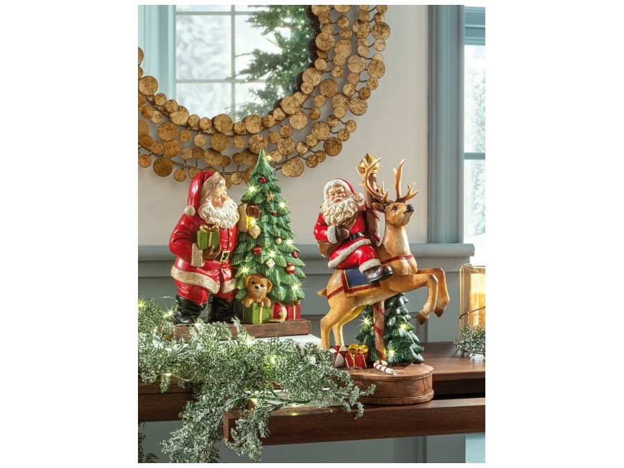 L'OCA NERA Happy santa, babbo natale con albero e led, 22,5x8,5x30h cm