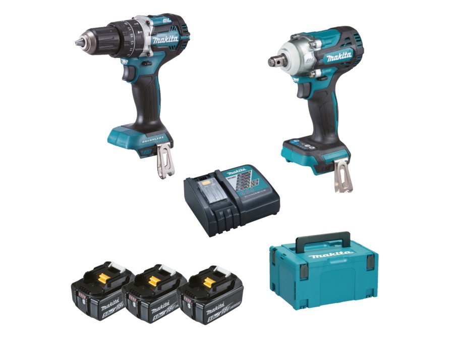 MAKITA Kit avvitatore ad impulsi, trapano a percussione, 3 batterie e caricabatterie DLX2359TJ1