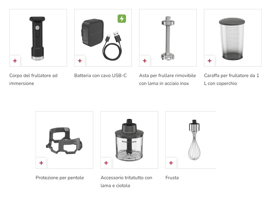 KITCHENAID KITCHENAID GO, FRULLATORE AD IMMERSIONE SENZA FILI CON BATTERIA E ACCESSORI, NERO OPACO