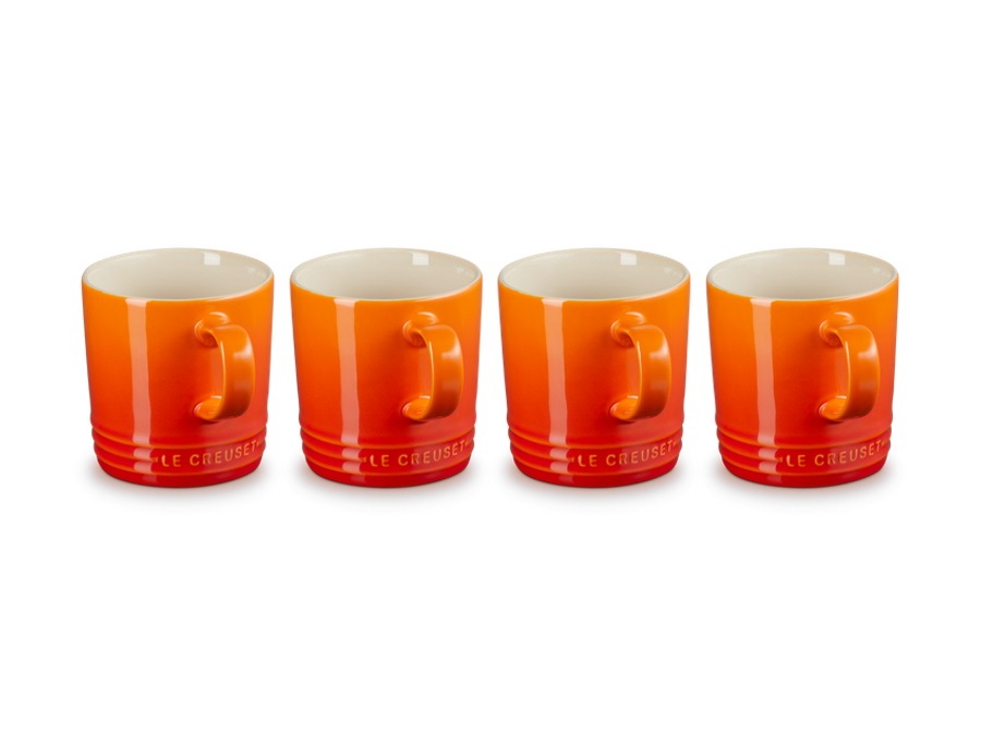 LE CREUSET London, set 4 tazze mug in gres vetrificato 0,35 Lt - arancio