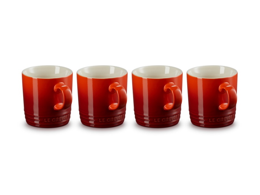 LE CREUSET London, set 4 tazze mug in gres vetrificato 0,35 Lt - ciliegia