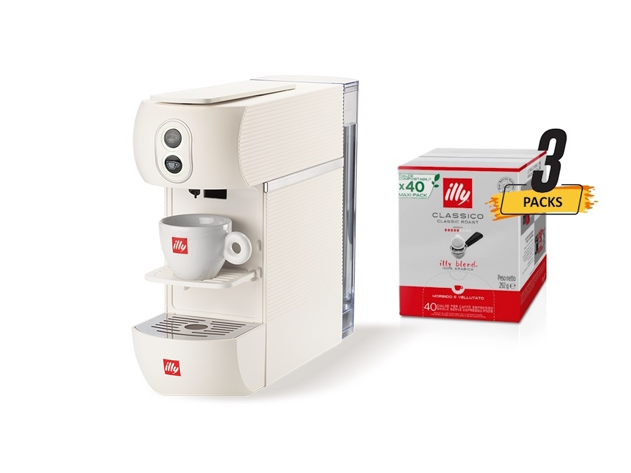 ILLYCAFFE' S.P.A Macchina caffè easy Bianca + 120 cialde - Caffè E.S.E. Monodose tostato CLASSICO