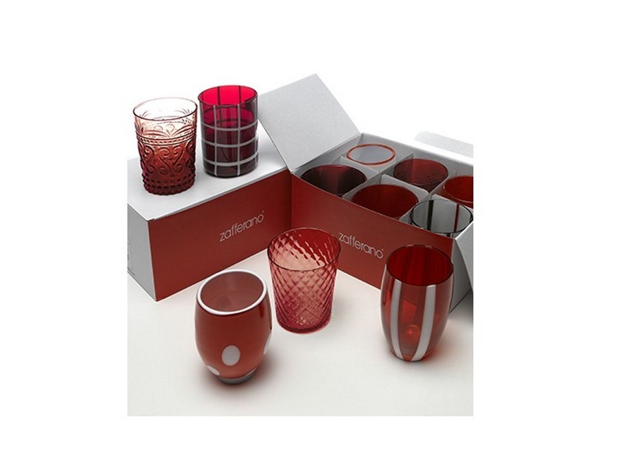 ZAFFERANO S.R.L. Melting pot, set 6 bicchieri assortiti grigio e rosso