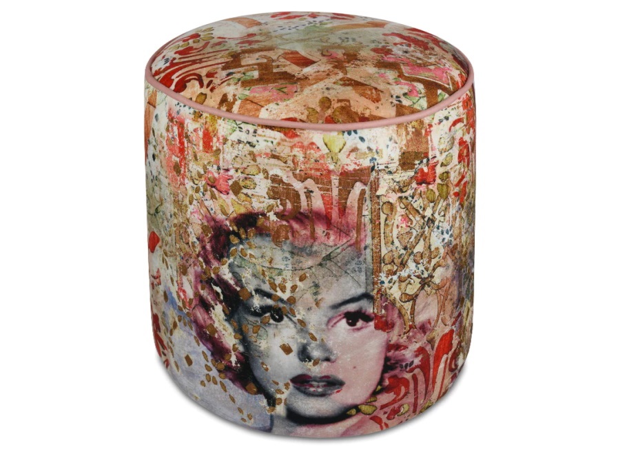 BACI MILANO Memories Marilyn - Pouf in velluto Ø 45 cm, H 45 cm