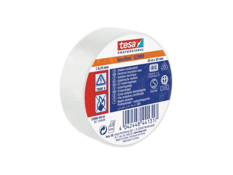 TESA Nastro isolante soft pvc 53988, m25x2,5 cm, bianco