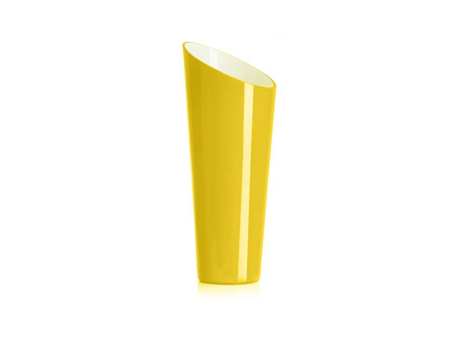 IVV Orizzonte vaso in vetro incamiciato esterno giallo interno biancolatte H 38 cm