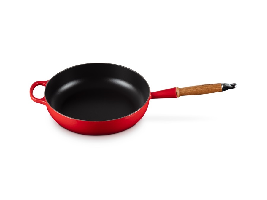 LE CREUSET Padella alta con manico in legno in ghisa vetrificata Ø 28 cm- ciliegia