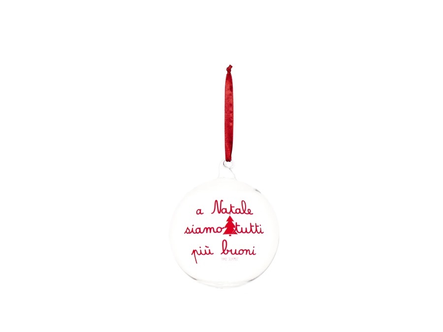 SIMPLE DAY LIVING & LIFESTYLE Pallina in vetro a natale siamo tutti più buoni rosso, Ø12 cm