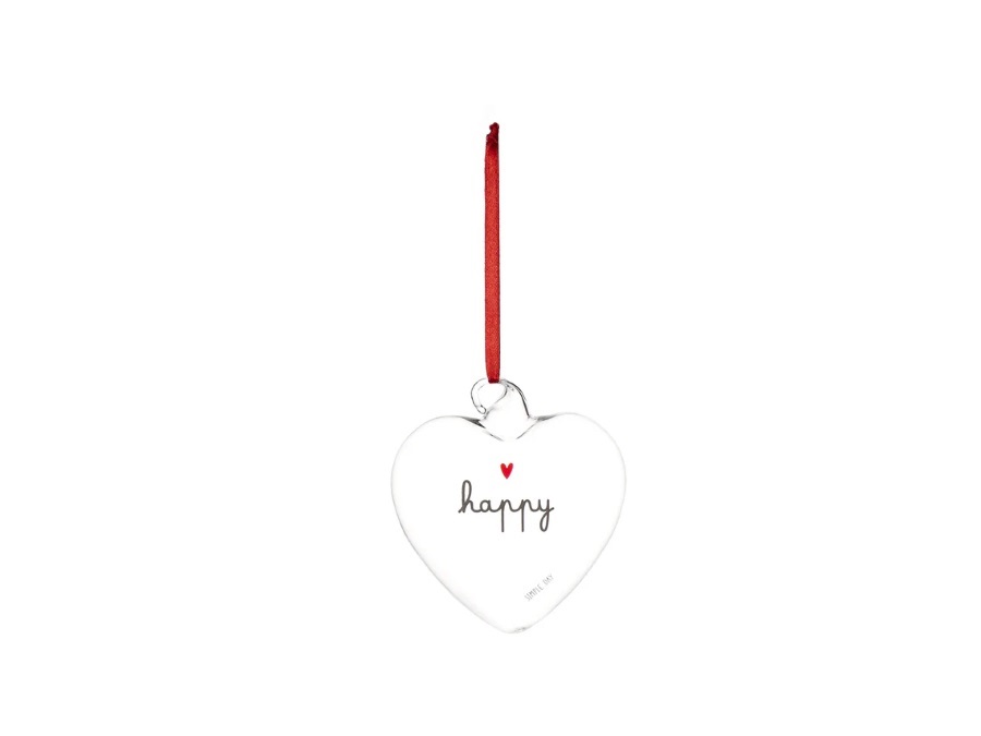 SIMPLE DAY LIVING & LIFESTYLE Pallina in vetro cuore Happy, Ø11 cm