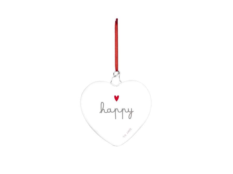 SIMPLE DAY LIVING & LIFESTYLE Pallina in vetro cuore happy bianco, Ø15 cm