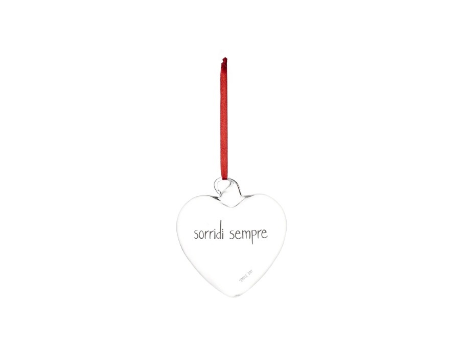 SIMPLE DAY LIVING & LIFESTYLE Pallina in vetro cuore Sorridi sempre, Ø11 cm