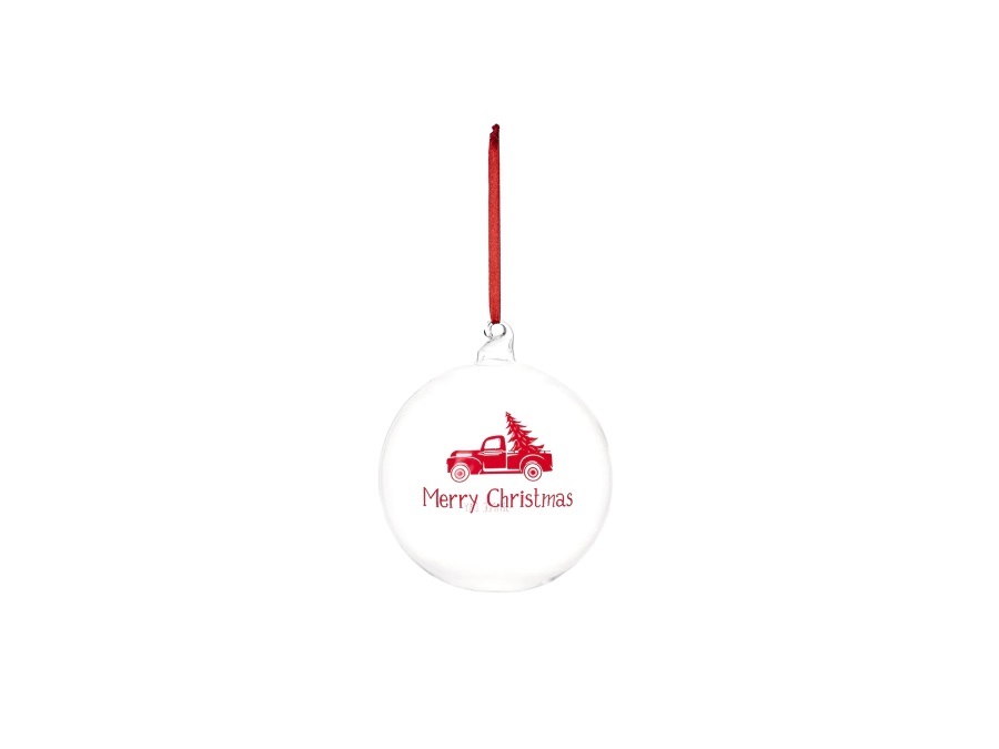 SIMPLE DAY LIVING & LIFESTYLE Pallina in vetro Merry Christmas rosso, Ø12 cm