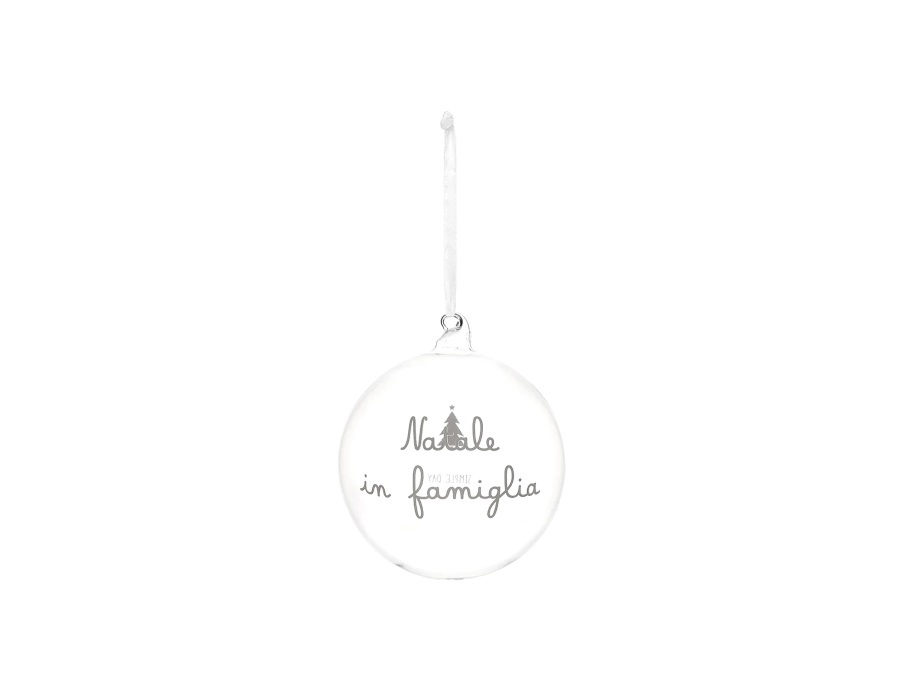 SIMPLE DAY LIVING & LIFESTYLE Pallina in vetro Natale in Famiglia bianco, Ø12 cm