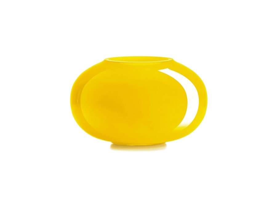 IVV Pandora vaso in vetro incamiciato esterno giallo interno biancolatte H 18 cm