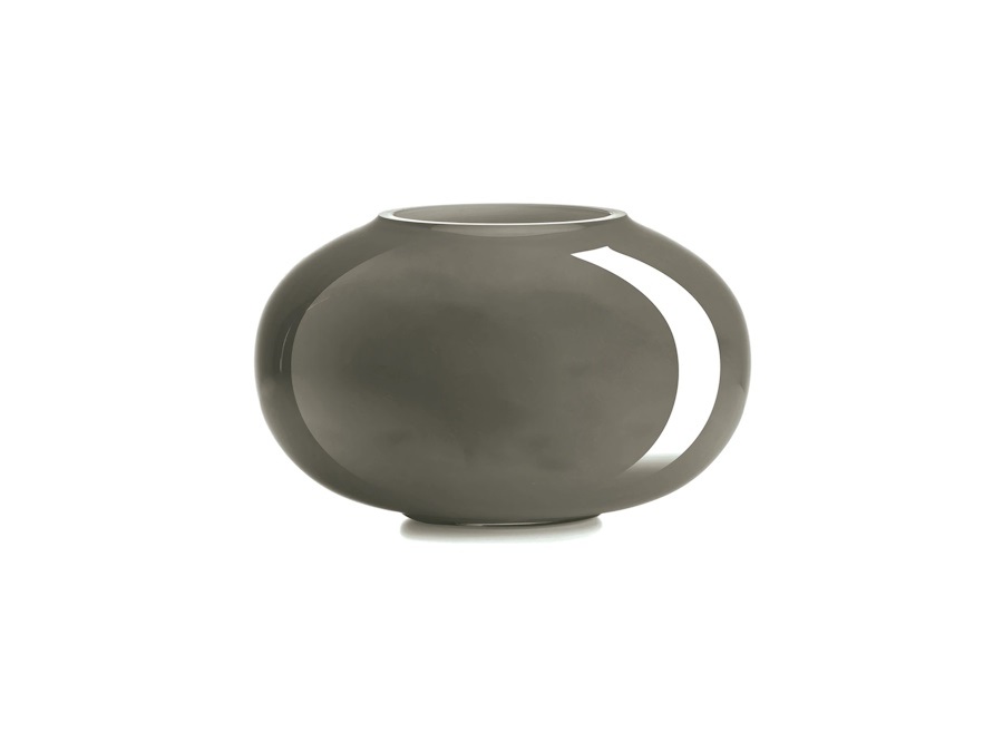 IVV Pandora vaso in vetro incamiciato esterno grigio interno biancolatte H 18 cm