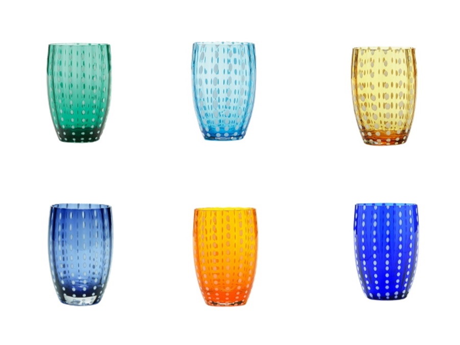 ZAFFERANO S.R.L. Perle, set 6 bicchieri tumbler colori assosrtiti