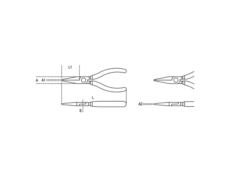 BETA UTENSILI Pinza a becchi piatti lunghi zigrinati manici ricoperti con 2 strati di PVC antiscivolo