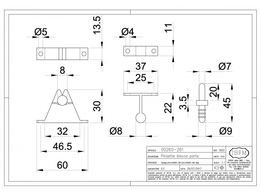 IBFM Pinzetta Blocca Porta, 261c