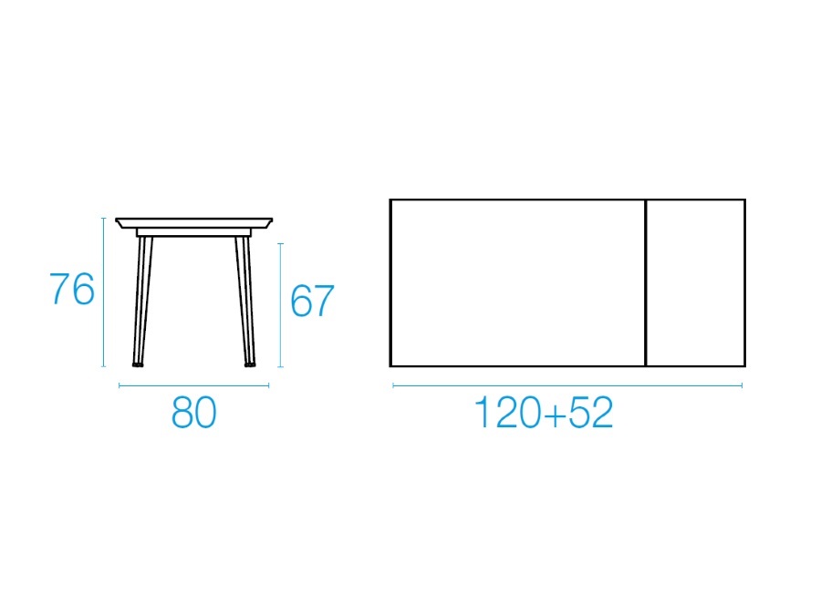 EMU Plus4, Tavolo allungabile Balcony 120+52 x 80 x 76 cm bianco