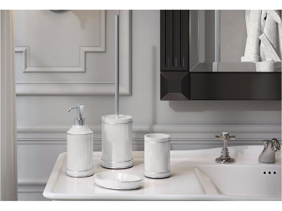 Set accessori bagno da appoggio bianco (4 pezzi) serie Catherine Gedy