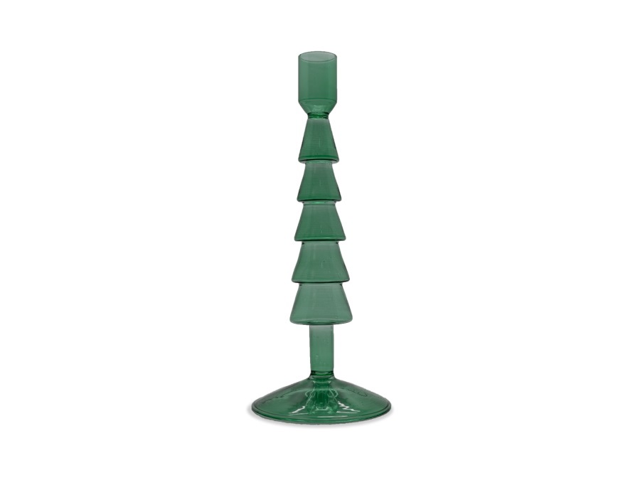 WD LIFESTYLE Portacandele in vetro albero di natale, Ø9x22h cm, verde