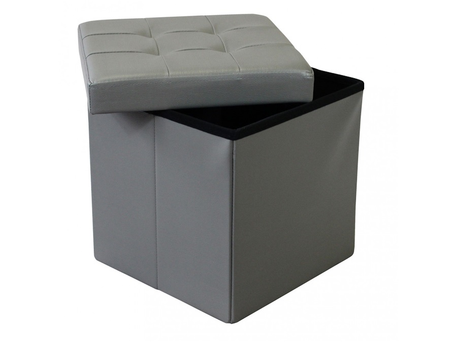 MAGAZZINI COSMA S.P.A. POUF CONTENITORE QUADRATO IN ECOPELLE grigio