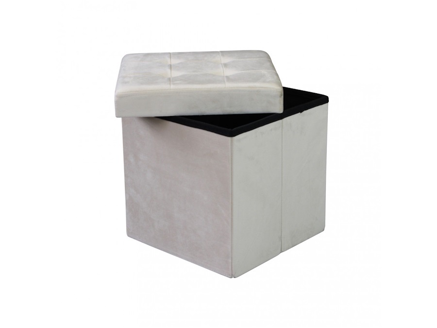 MAGAZZINI COSMA S.P.A. POUF CONTENITORE QUADRATO IN VELLUTO BEIGE