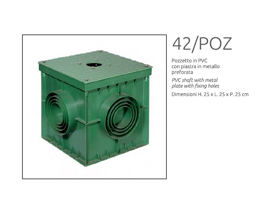 BEL FER Pozzetto in PVC con piastra in metallo per fontane e docce bel-fer 42/POZ