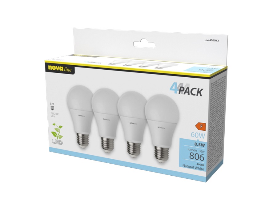 NOVA LINE Quadripack Led Goccia 8,5 W, 4G60N2