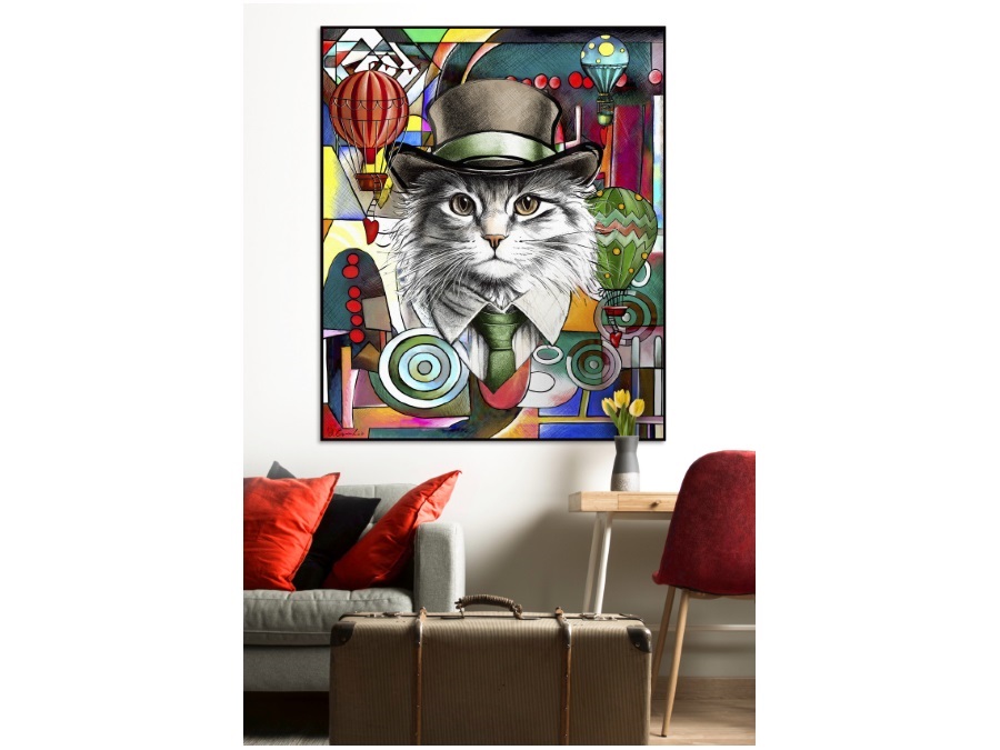 EGAN Quadro human essence gatto 80x100 "Independence"