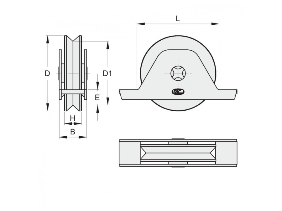 Ruota gola V con supporto esterno FAC 101 - VA1107.075 ø 75 mm - Cod.  VA1107.075 - ToolShop Italia