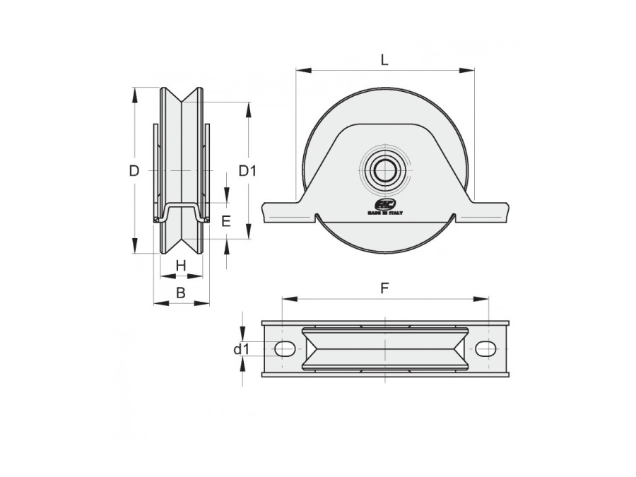 FAC S.R.L. RUOTA GOLA V CON SUPPORTO INTERNO FORATO VA1104.090