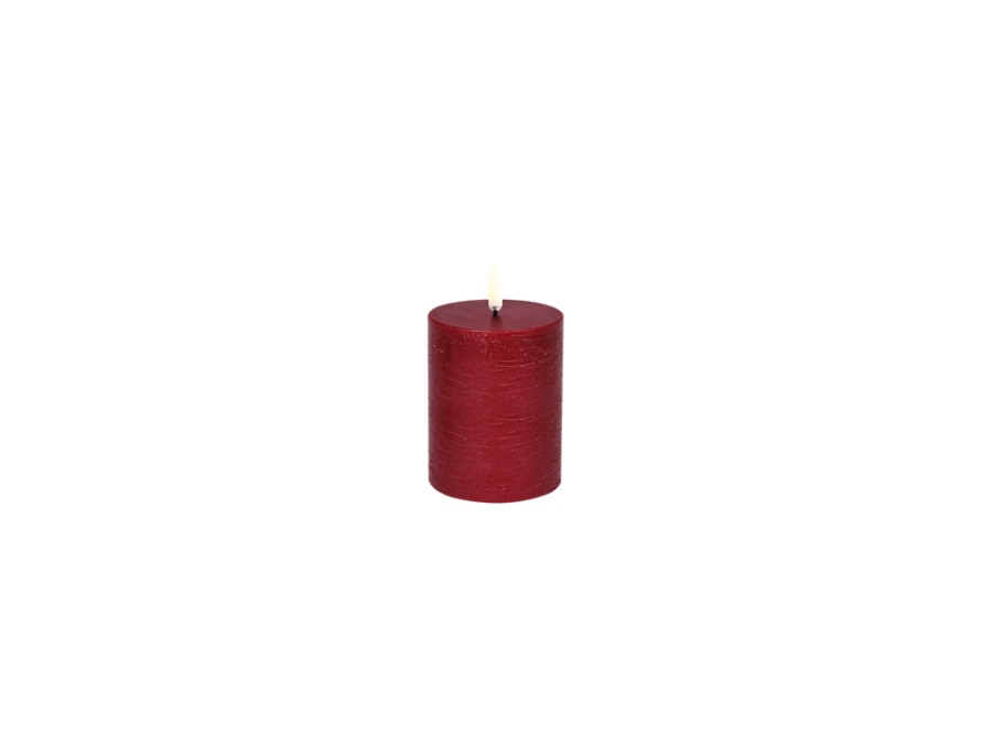 UYUNI LIGHTING Rustic, candela a colonna, carmine red, 7,8x10,1 cm