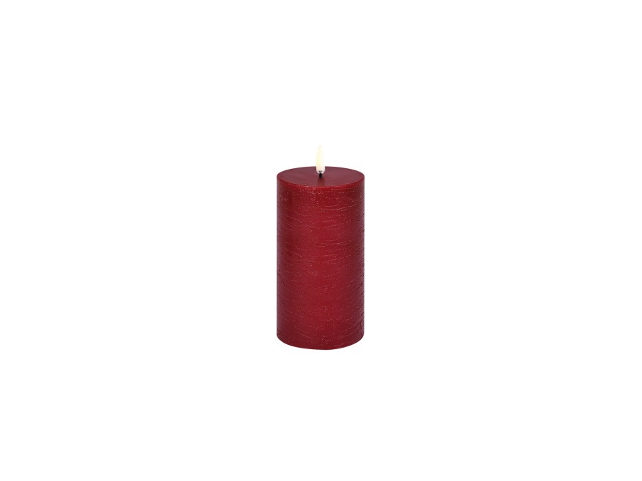 UYUNI LIGHTING Rustic, candela a colonna, carmine red, 7,8x15,2 cm