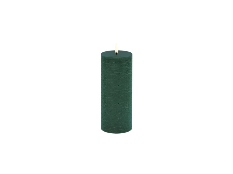 UYUNI LIGHTING Rustic, candela a colonna, pine green, 7,8x20,3 cm