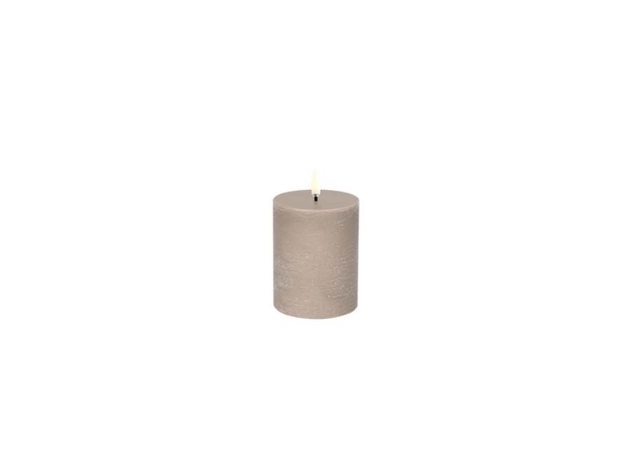 UYUNI LIGHTING Rustic, candela a colonna, sandstone, 7,8x10,1 cm