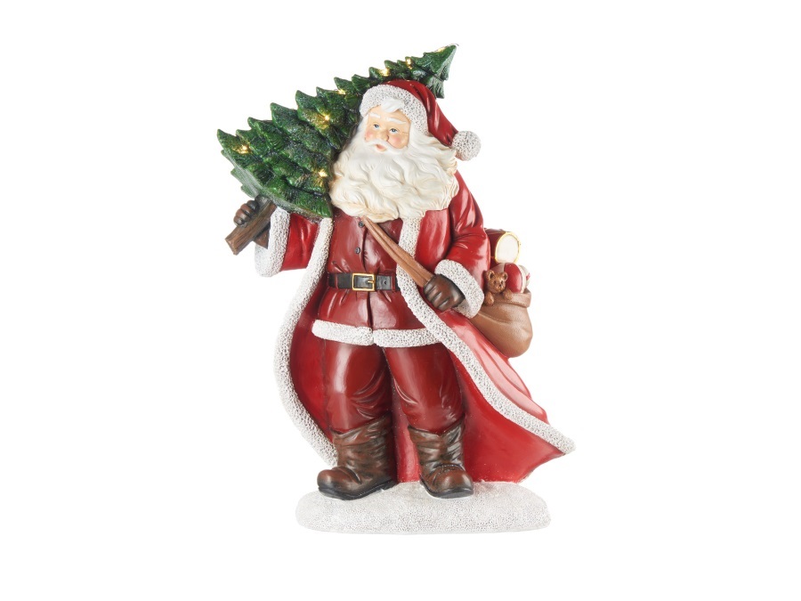 L'OCA NERA Santa is here!, babbo natale con albero con luce led 29x12,5x38h cm