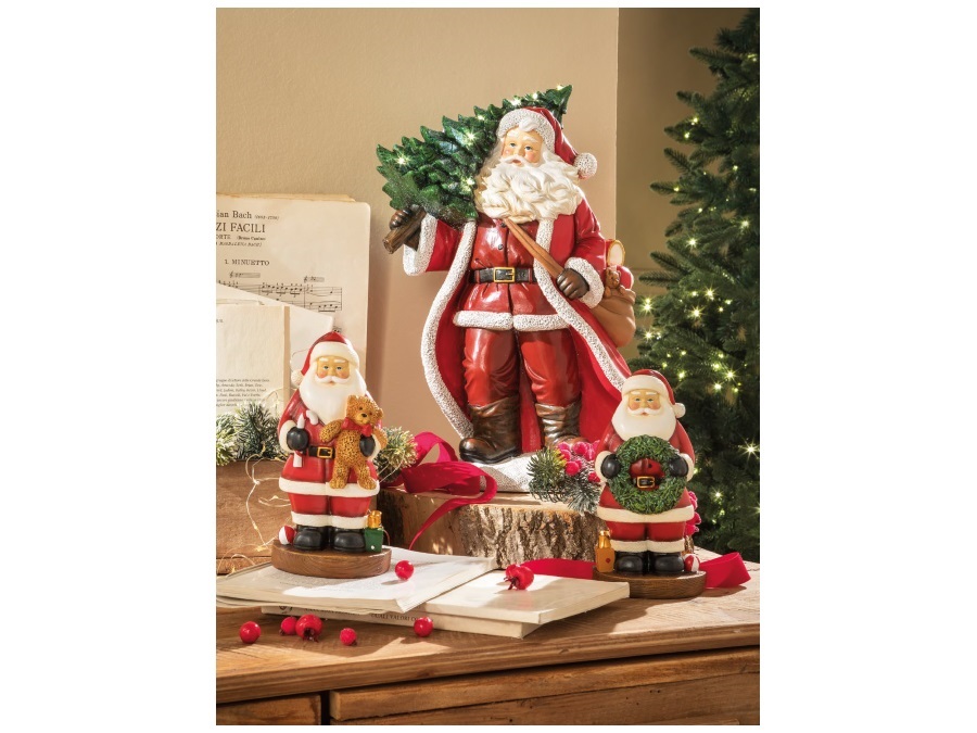 L'OCA NERA Santa is here!, babbo natale con albero con luce led 29x12,5x38h cm