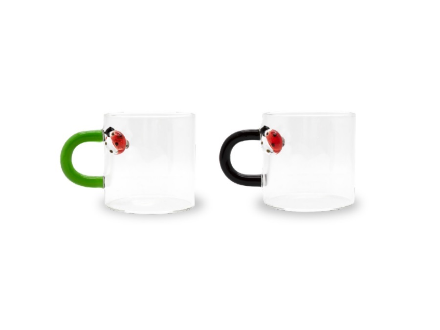 WD LIFESTYLE Set 2 tazzine in vetro borosilicato coccinella - 130 ml