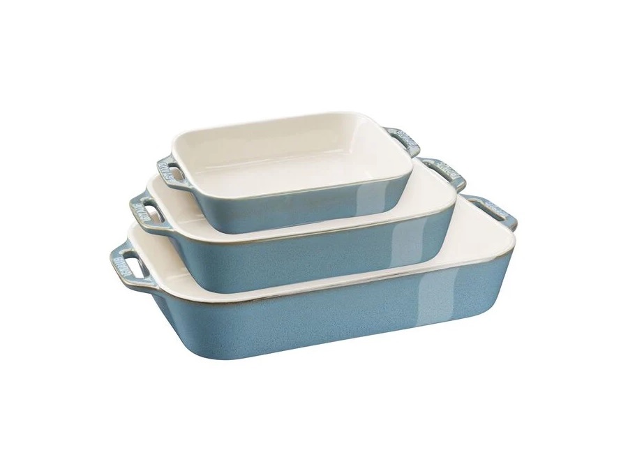 STAUB Set 3 pirofile rettangolari, turchese antico