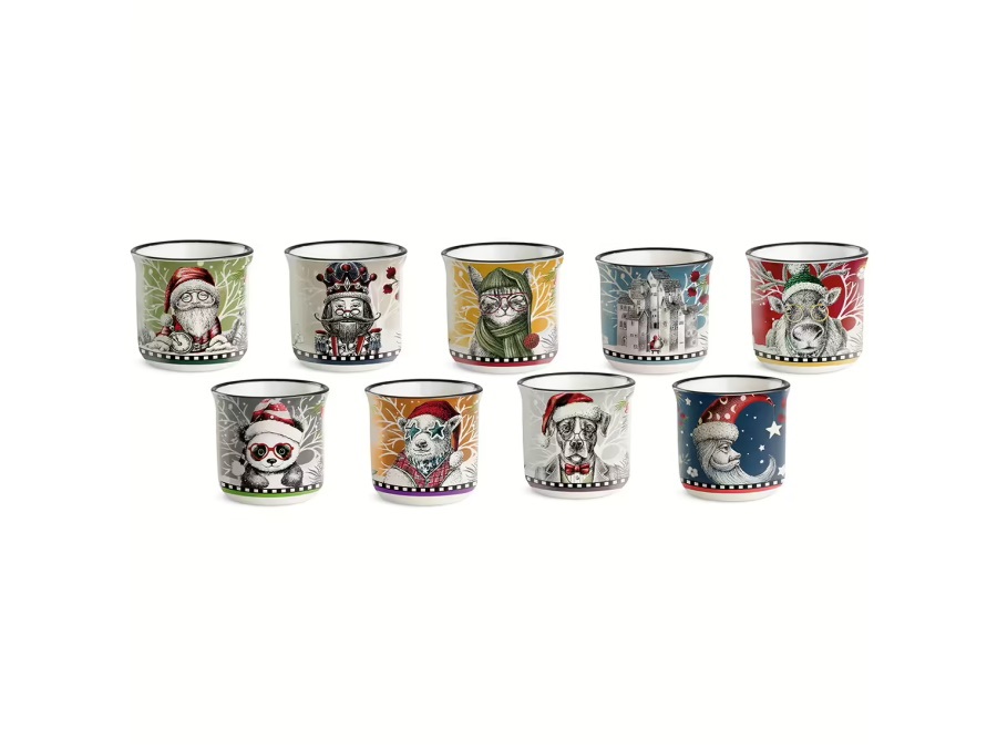 EGAN Set 36 bicchierini natale, 90 ml, decori assortiti