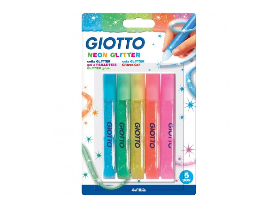 GIOTTO Set 5 colla glitter neon, 10,5 ml