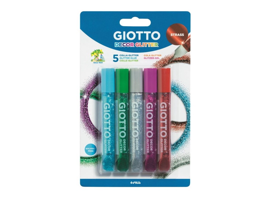 GIOTTO Set 5 decor glitter strass, 10,5 ml