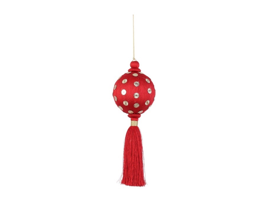 BIZZOTTO Sfera flowery rosso con nappa, Ø8,5 cm