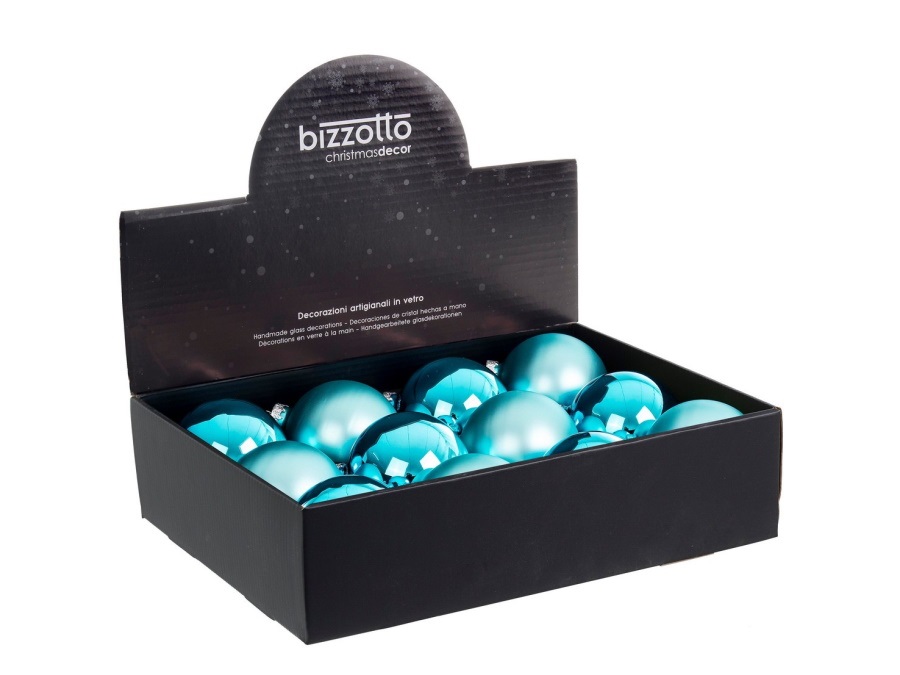 BIZZOTTO Sfera in vetro celeste puro, Ø 8 cm, colori assortiti