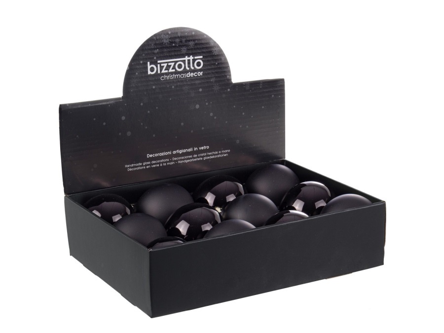 BIZZOTTO Sfera in vetro nero, Ø 8 cm, colori assortiti