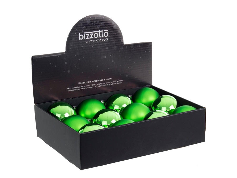 BIZZOTTO Sfera in vetro verde gelsomino, Ø 8 cm, colori assortiti