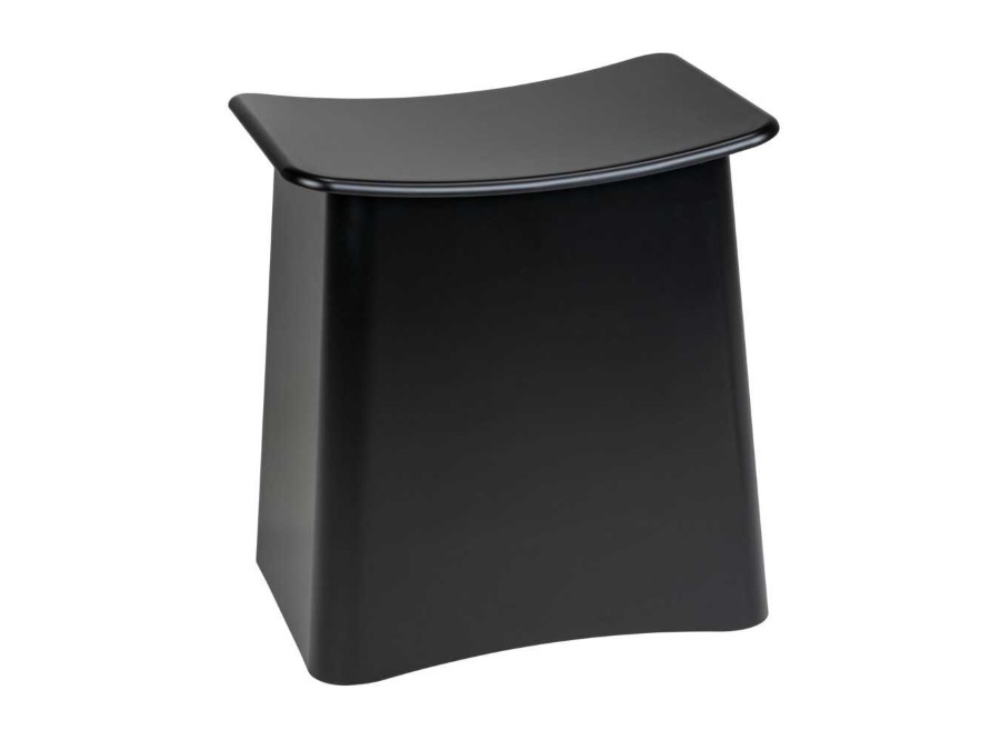 WENKO Sgabello da bagno nero wing stool con sacco portabiancheria estraibile