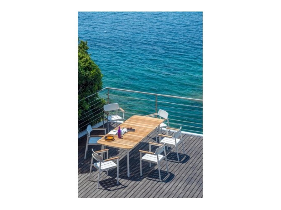 EMU SHINE TAVOLO EMU 166X100 CM BIANCO 23 E TEAK